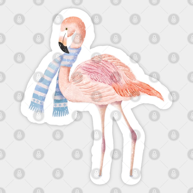 Flamingo in winter Sticker by CalliLetters